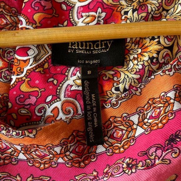 Laundry by Shelli Segal Women's Pink Sheath Dress 8 Multicolor Print 3/4 Sleeve - Picture 6 of 12